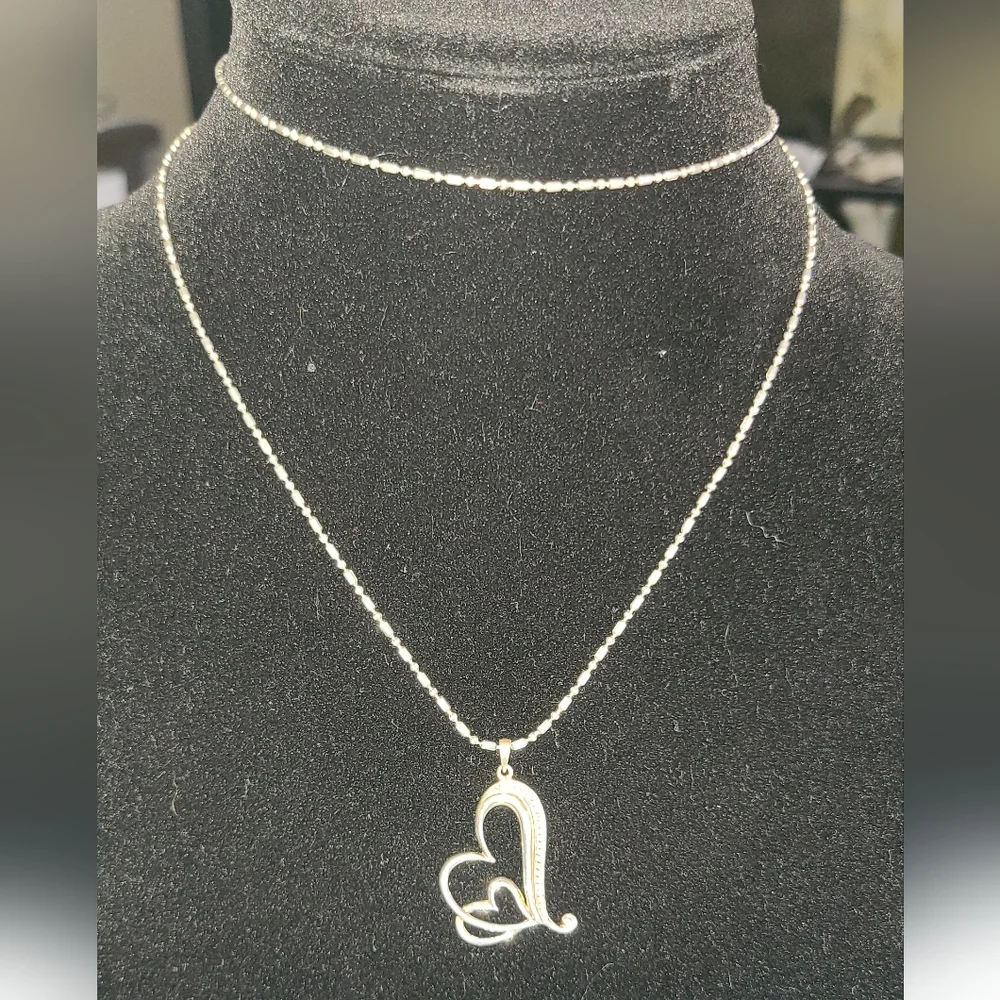 Sterling Silver Double Heart Pendant Necklace